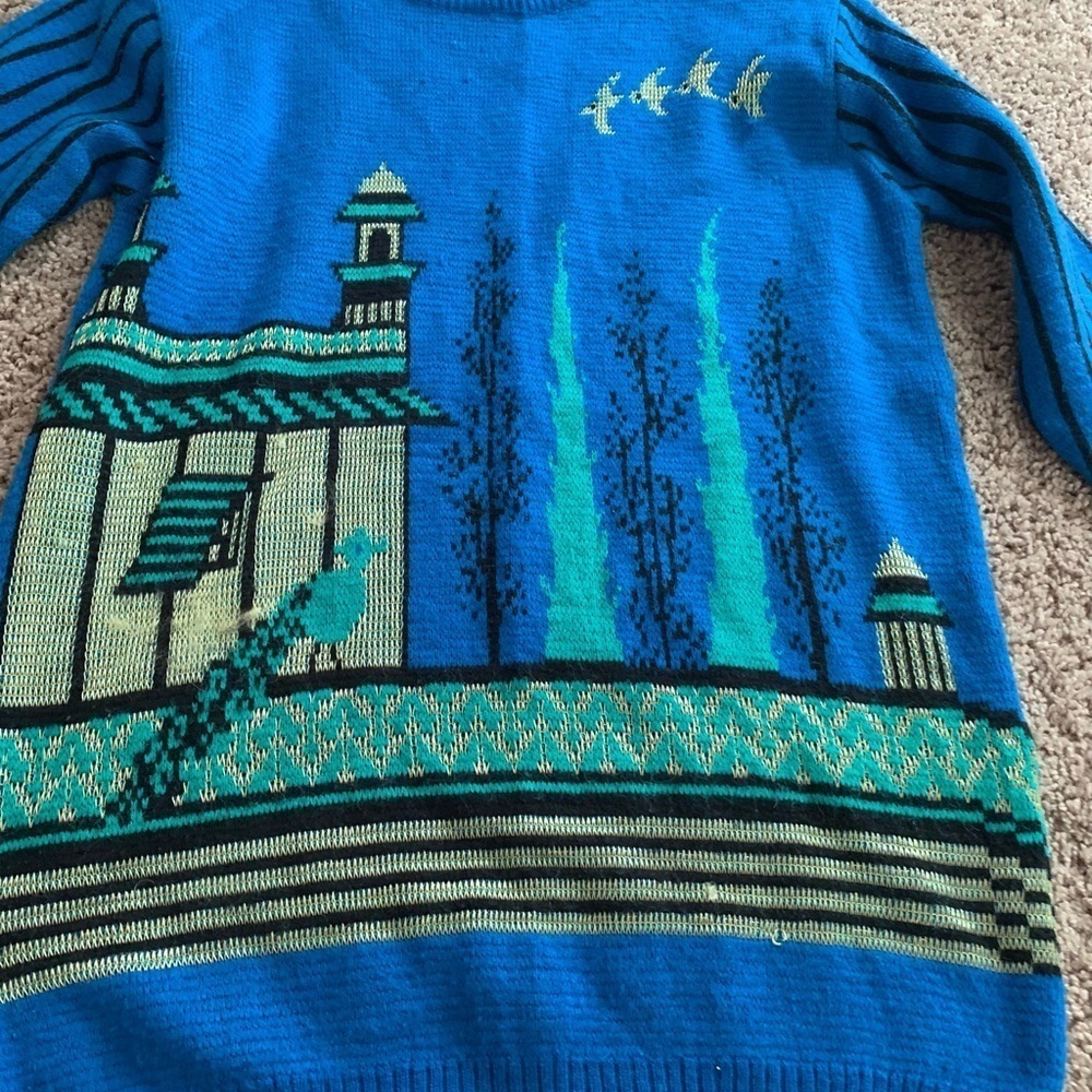 Vintage Y2K Itoki Japanese Tokyo Sakura Sweater Dress Blue - Picture 5 of 11